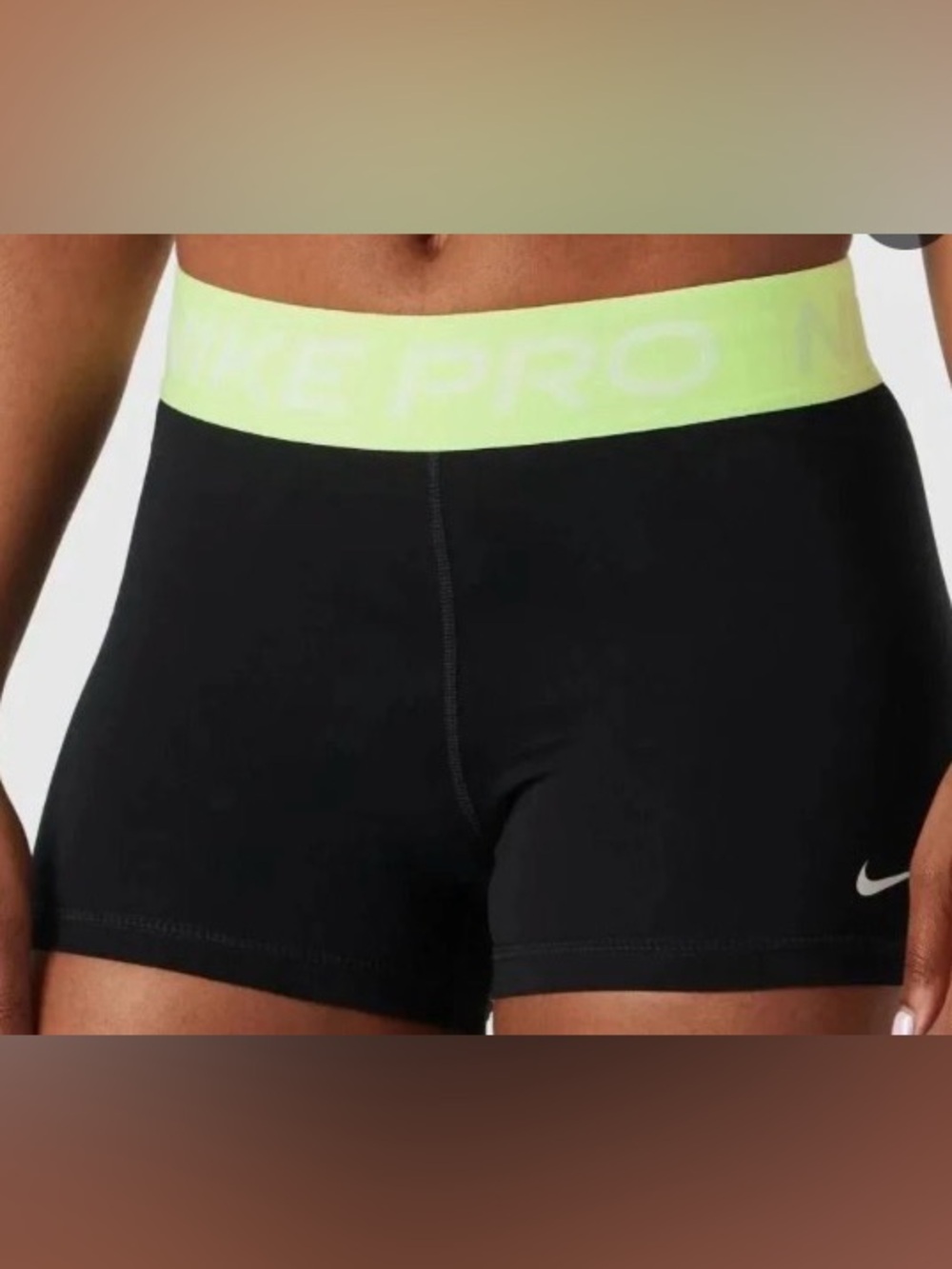 Nike Black Compression Shorts with Neon Yellow Waistband